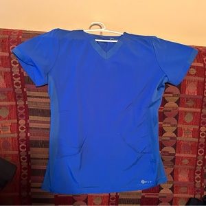 White Cross Women's V-Neck Kangaroo Pocket Solid Scrub Top, royal blue, size S.